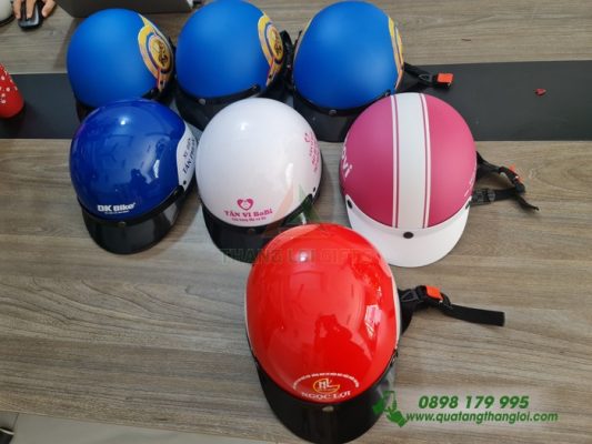 Nón Bảo Hiểm In Logo Theo Yêu Cầu Làm Quà Tặng Thương Hiệu