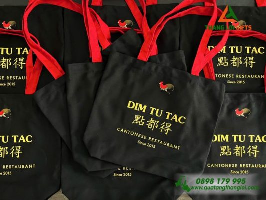 Túi Vải Canvas Màu Đen In Logo Doanh Nghiệp DIM TU TAC