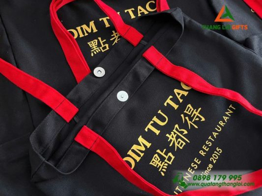 Túi Vải Canvas Màu Đen In Logo Doanh Nghiệp DIM TU TAC