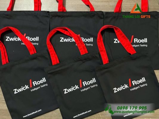 Túi Vải Canvas Màu Đen In Logo Doanh Nghiệp Zwick Roell Group