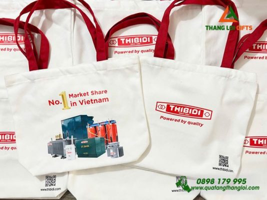 Túi Vải Canvas Màu Đen In Logo Doanh Nghiệp Thibidi