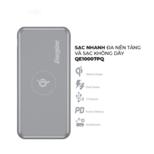Pin Sac du phong Energizer 10,000mAh 3.7V Li- QE10007PQ - Tich hop sac khong day & Sac nhanh