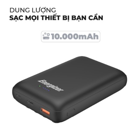 Pin Sac Du Phong Energizer QP10000PQBK 10,000mAh - Tich hop sac nhanh , sac khong day