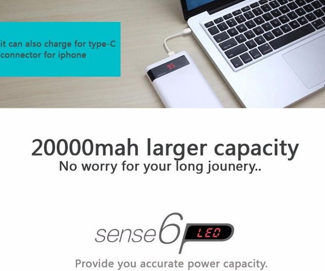Pin Sac du phung Romoss Sense 6P 20000mAh - co man hinh LCD (HANG NHAP KHAU)