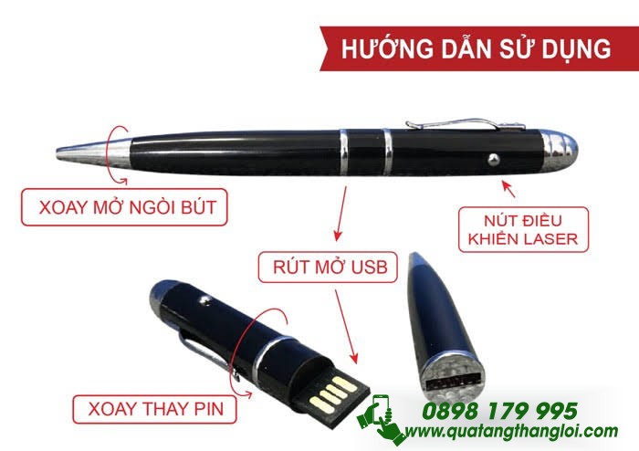 BUT 04 - Bút USB Da Nang 3in1 in an logo qua tang doanh nghiep