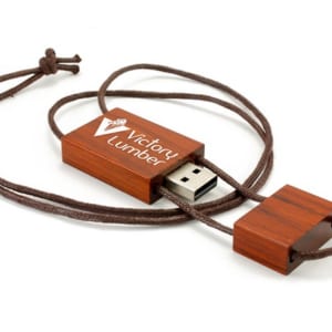 UGT 03 - USB vỏ gỗ dây rút in logo