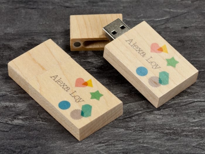 UGT 06 - USB Vỏ gỗ nắp đẩy in logo quà tặng