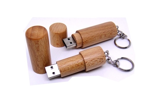 UGT 11 - USB Vỏ gỗ trụ tròn in logo