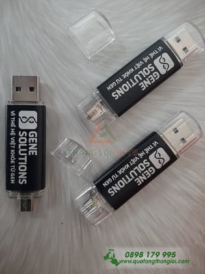 USB OTG khac logo GENE SOLUTIONS lam qua tang 