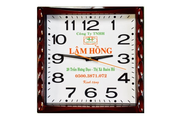 DHT 08 - Dong ho khung vuong in logo doanh nghiep