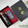Bộ Quà Tặng Cao Cấp ( Bình Giữ Nhiệt Nắp Gỗ+ Pin Sạc XIAOMI) in logo BIOMAR làm quà tặng khách hàng_màu đen