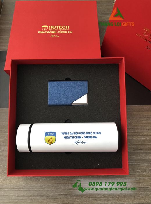 GST 62 - Bộ quà tặng cao cấp Ví Namercard, Ví thẻ ATM và Bình giữ nhiệt in logo doanh nghiệp