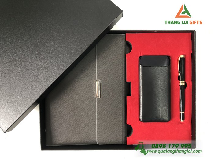 GST 59 - Bộ quà tặng cao cấp (Pin Sạc 10.000mAh +Sổ Da Cao Cấp+Bút ký) in ấn logo, khắc tên (8)