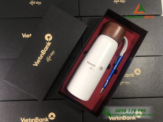 Bộ quà tặng GIFTSET (Bình & Bút) - Khắc logo Ngân hàng ViettinBank