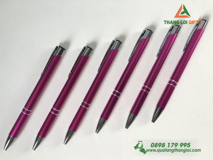 Bút bi kim loại - Màu hồng - In khắc logo theo yêu cầu