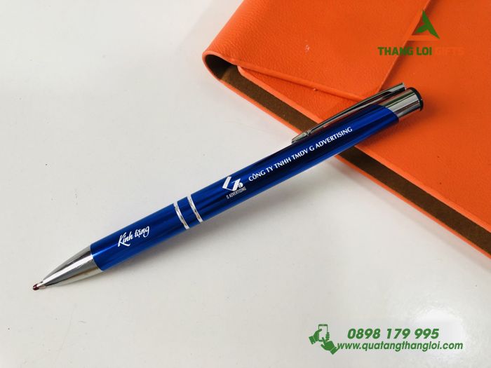 Bút bi kim loại Màu xanh - Khắc logo GAD