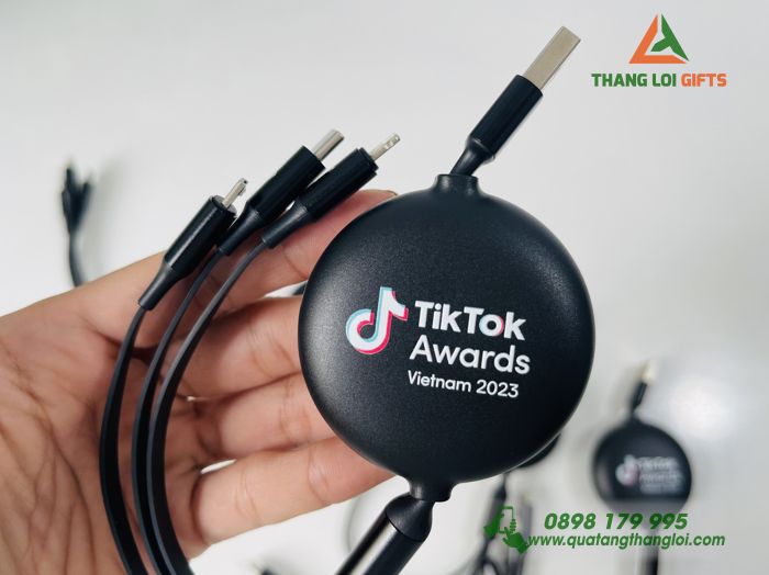 Dây cáp sạc 3 đầu Baseus - In ấn logo TIKTOK