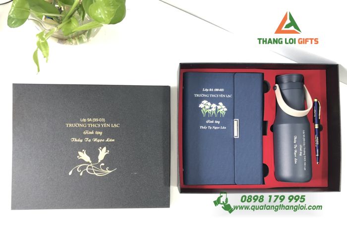 Giftset (Sổ+ Bình+ Bút) - Quà tặng Tri ân Thầy cô Trường THCS Yên Lạc