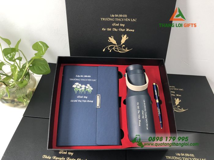 Giftset (Sổ+ Bình+ Bút) - Quà tặng Tri ân Thầy cô Trường THCS Yên Lạc