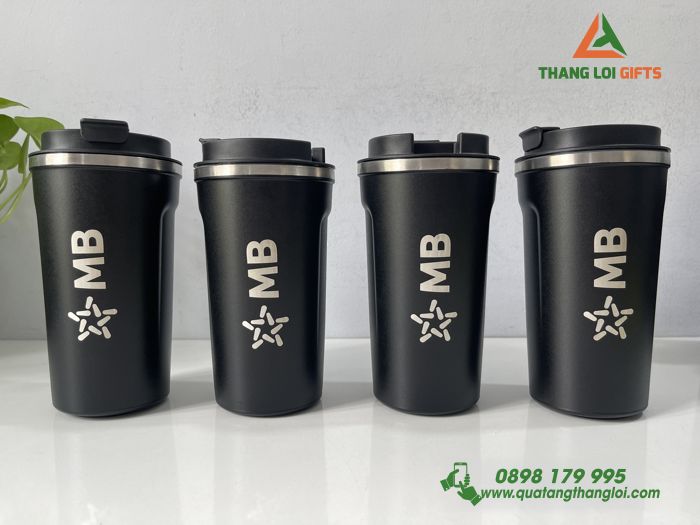 Ly giữ nhiệt Coffe mug Màu đen - Khắc logo MB Bank