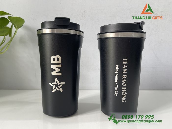 Ly giữ nhiệt Coffe mug Màu đen - Khắc logo MB Bank