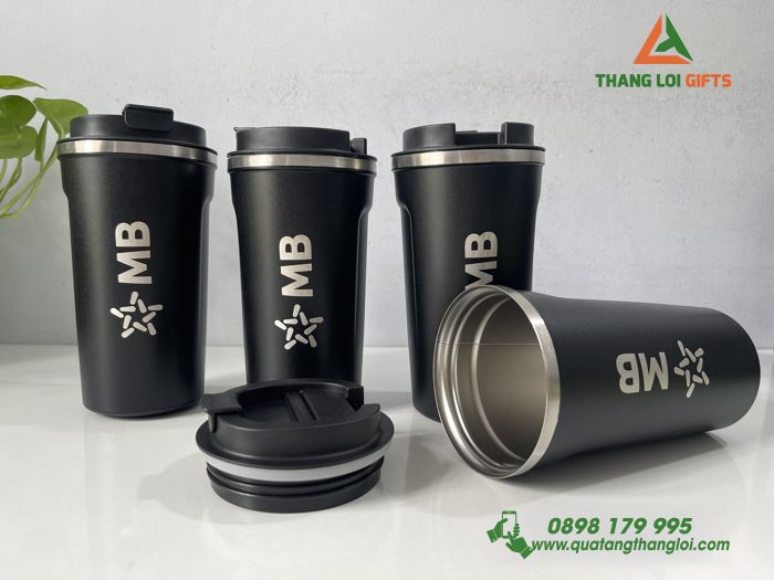 Ly giữ nhiệt Coffe mug Màu đen - Khắc logo MB Bank