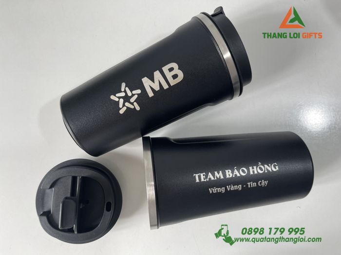 Ly giữ nhiệt Coffe mug Màu đen - Khắc logo MB Bank