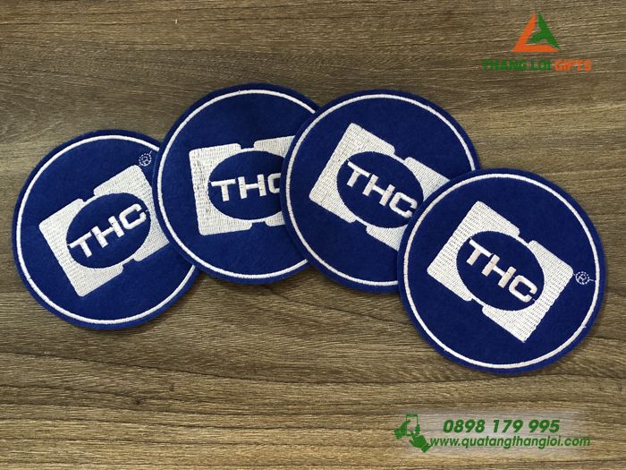 Miếng lót ly vải nỉ - In ấn logo THC
