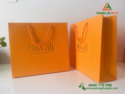 Túi xách giấy Màu cam - In logo DIWALI