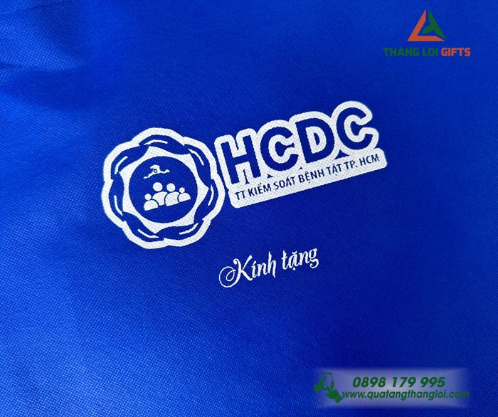 Túi vải không dệt Màu xanh - In ấn logo TT Kiểm soát bệnh tật HCDC