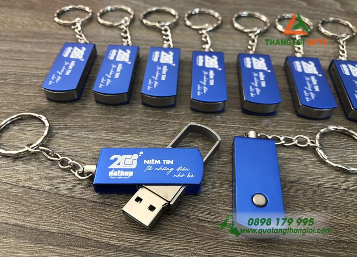USB 16GB Kim Loại Màu Xanh - Khắc Logo Dat Hop