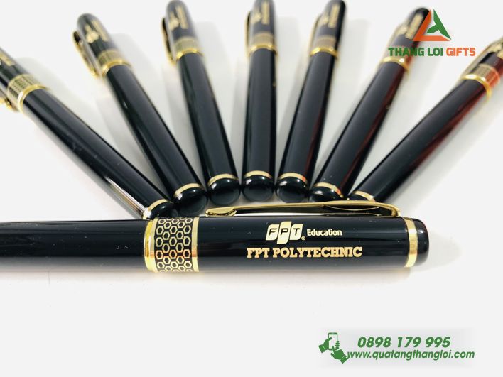 Bút ký kim loại tổ ong Màu đen - Khắc logo FPT
