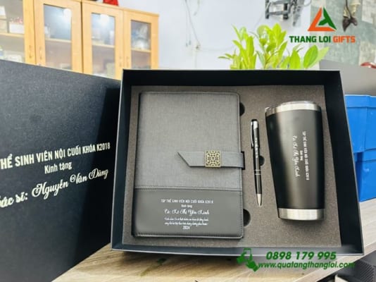 Gói quà tặng - Giftset Sổ tay bìa còng Bút ký Ly giữ nhiệt