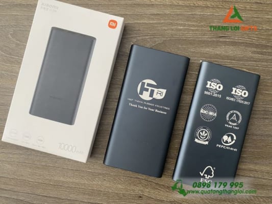 Pin sạc dự phòng XIAOMI 10000mAh Khắc logo Công ty Cao su Hiệp Thành