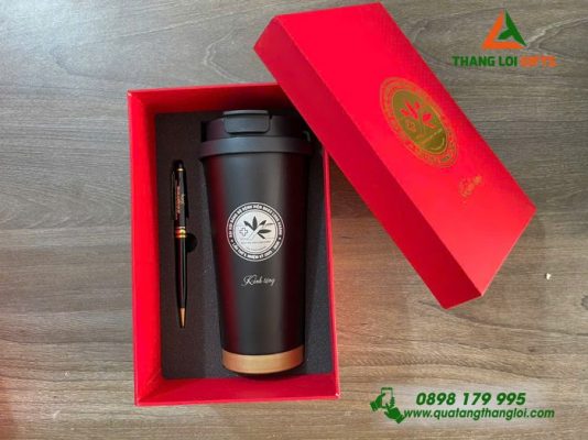 Bộ Qùa Tặng Bình giữ Nhiệt Và Bút kí In Logo Bệnh Viện ĐKKV