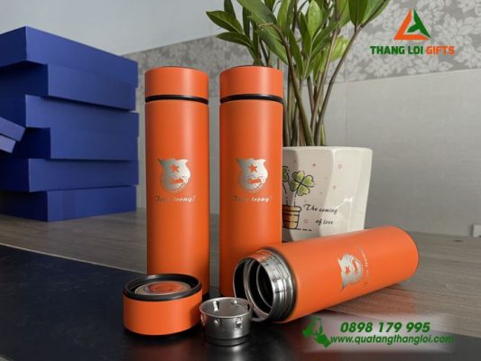 Bình Giữ Nhiệt Inox Màu Cam Khắc Logo Đoàn Thanh Niên