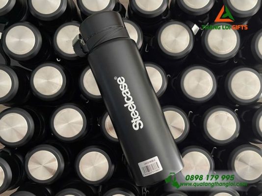 Bình Giữ Nhiệt LocknLock Màu Đen 500ml In Logo Steelcase Trắng