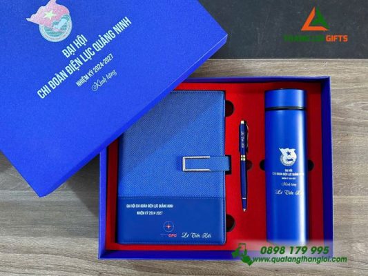 COMBO QUÀ TẶNG GIFTSET IN KHẮC LOGO ĐẠI HỘI CHI ĐOÀN ĐIỆN LỰC QUẢNG NAM 