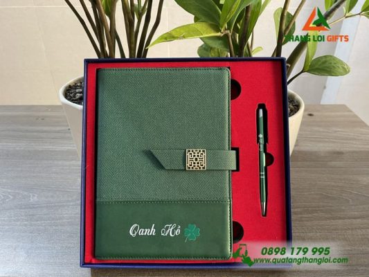 Bộ Qùa Tặng Giftset Màu Xanh In Khắc Tên Theo Yêu Cầu