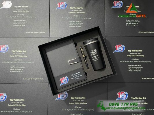 Bộ Qùa Tặng Giftset Sổ tay + Bút ký + Bình giữ nhiệt In Khắc Nội Dung Làm Qùa Tặng Tri Ân Trường Học