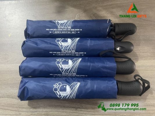 DÙ Ô CẦM TAY GẤP 3 IN LOGO ĐẠI HỘI ĐẠI BIỂU: QUÀ TẶNG XANH