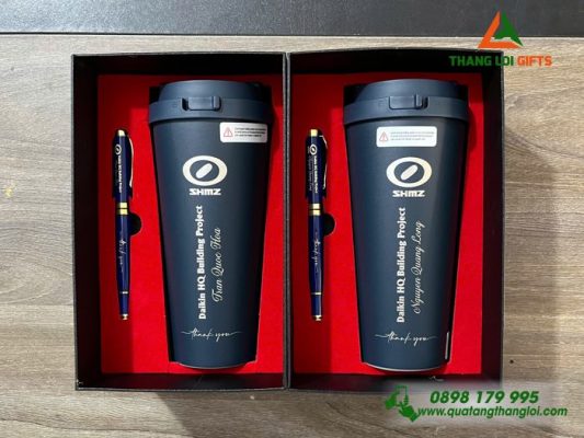 Bộ Quà Tặng (Ly Giữ Nhiệt+ Bút Ký) - In Khắc Logo Doanh Nghiệp SHIMZ