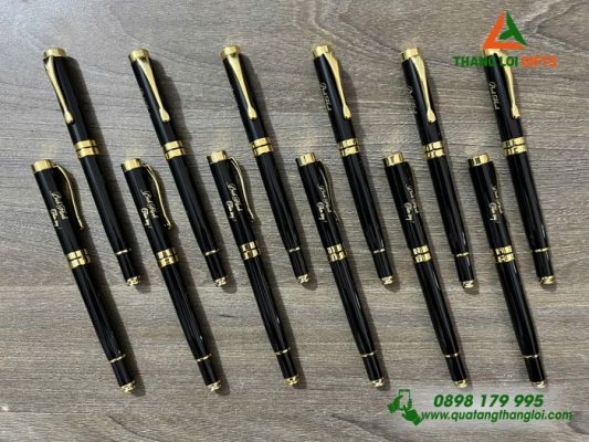 Bút Ký Kim Loại Nắp Đẩy – Màu Đen - Khắc Tên Làm Quà Tặng