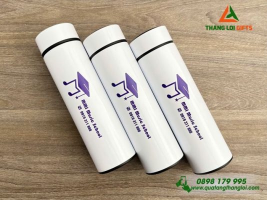 Bình Giữ Nhiệt 500ml - Màu Trắng - In Logo MMi Music School