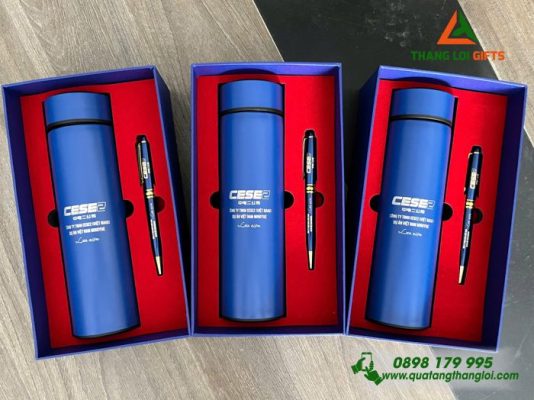 Set Quà Tặng (Bình + Bút) – In Khắc Logo Doanh Nghiệp CESE2v