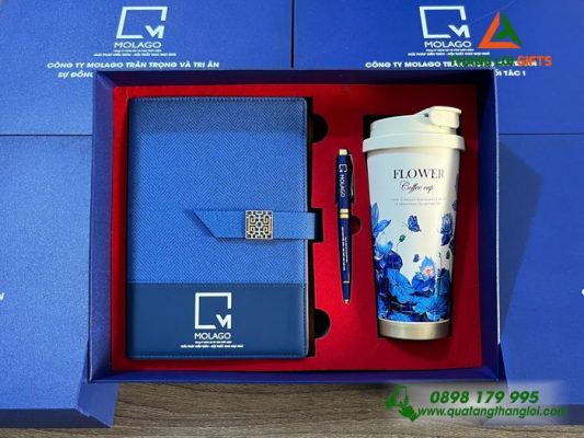 Set Quà Tặng (Sổ+Ly+Bút) - In Khắc Logo Doanh Nghiệp MOLAGO
