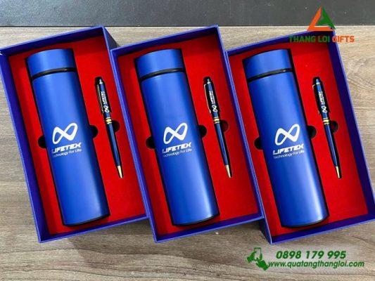 Combo Quà Tặng (Bình+Bút) - In Khắc Logo Doanh Nghiệp LIFETEX
