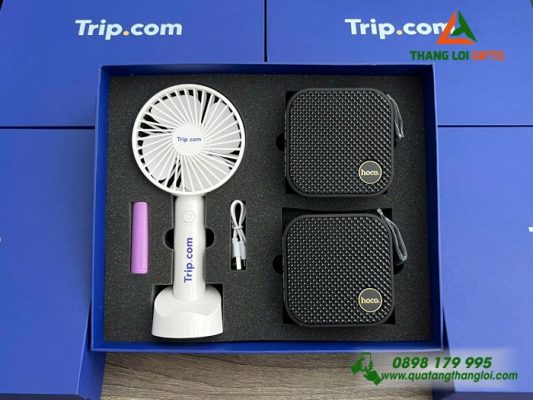 Bộ Quà Tặng (Loa & Quạt) – In Logo Doanh Nghiệp Trip.com