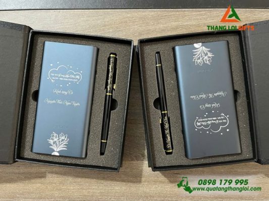 Set Quà Tặng (Pin Sạc Xiaomi+Bút Ký) - In Khắc Tên Làm Qùa Tri Ân