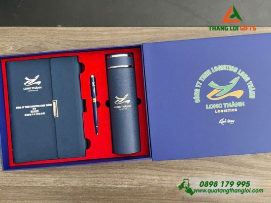 Gifset (Sổ+Bình+Bút) - In Khắc Logo Doanh Nghiệp Long Thành Logistics